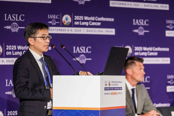 Foto de ponencia WCLC2025 Barcelona | NUA Estudio Fotografía de ponencia en el Congreso Mundial de Cáncer de Pulmón 2025 (WCLC2025) en Barcelona, realizada por NUA Estudio.